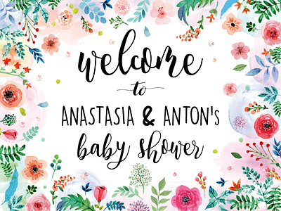 Baby Shower Welcome Sign baby shower floral sign spring typography watercolor welcome