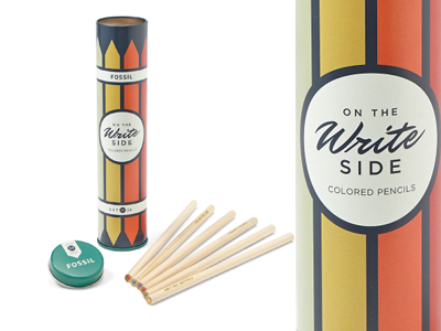 On the Write Side colored pencils packaging product tin