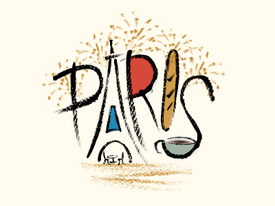 Paris eiffel tower illustration paris typography