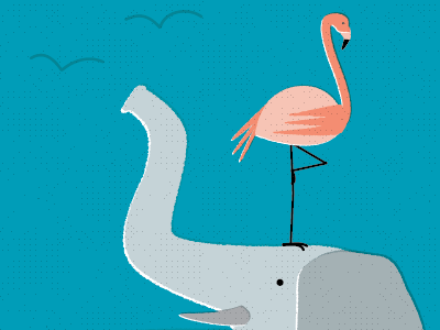 Flamingo & Friend elephant flamingo illustration zoo