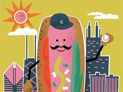 Chicago Dog baseball chicago city hot dog midcentury modern skyline