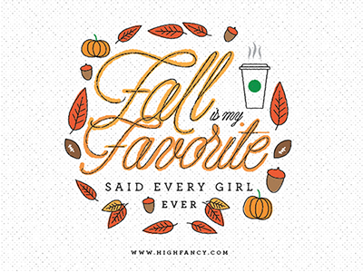 Fall is my FAVORITE acorn circle fall illustration leaves psl pumpkin