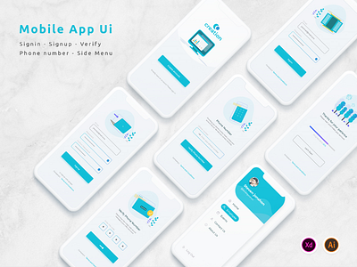 Mobile App Ui (IOS & Android) android app app design flat ios iphone mobile mobile app mobile app design mobile design mobile ui mockup modern onboarding side menu signin signup ui ui kit vector