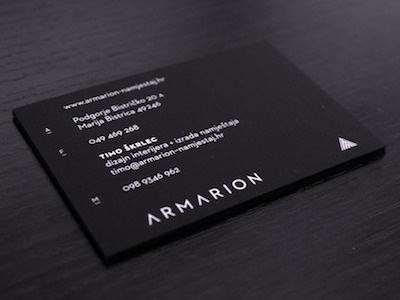 Armarion business card reverse business card furniture modernism screen print uv spot finish