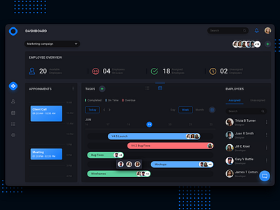 Employee Managment Dashboard Dark