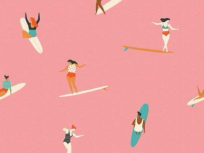 Soul sistas beach girl power interracial ocean pattern seamless summer surf surfer surfing women women day