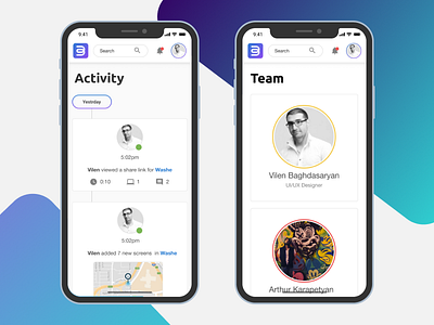 Brandr activity & team mobile version