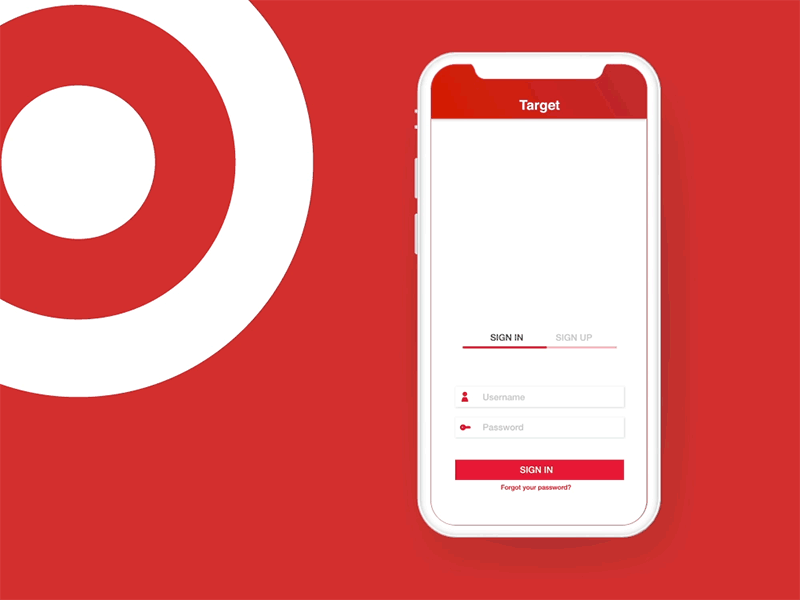 Target mobile app Sign in page design app branding design sign in page target ui ux