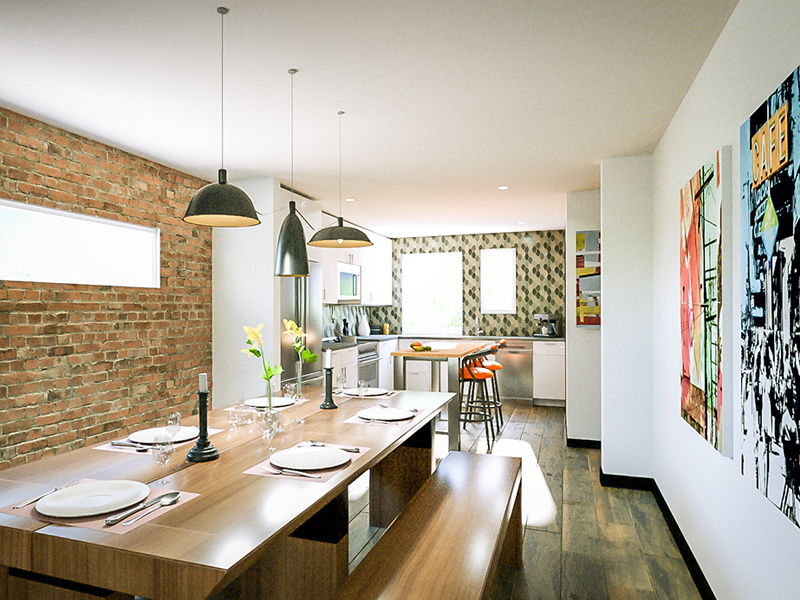 West Oakland - Station House - Plan 2 kitchen render octane maxon 4d cinema visualization architectural condo house station oakland