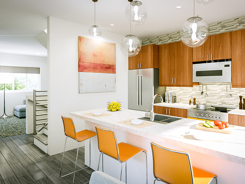 West Oakland - Station House - Plan 5 kitchen render octane maxon 4d cinema visualization architectural condo house station oakland