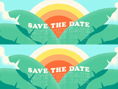 Balmy & Palmy illustration save the date summer texture tropical type