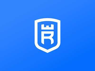 R O Y A L badge blue crown icon linework logo royal