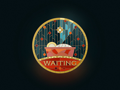 Waiting... badge christmas church church design cottonhouse graphic design illustration jesus minimal mosaic sermon series stained glass typography