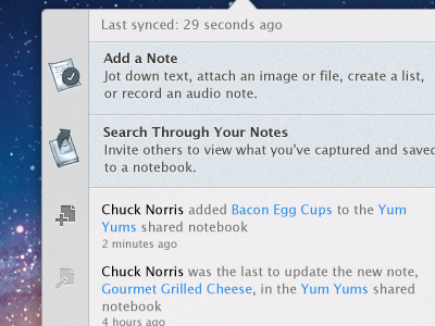 Evernote Mac Activity View activity evernote feed icons lion mac onboarding osx lion pop down popover timestamp tour