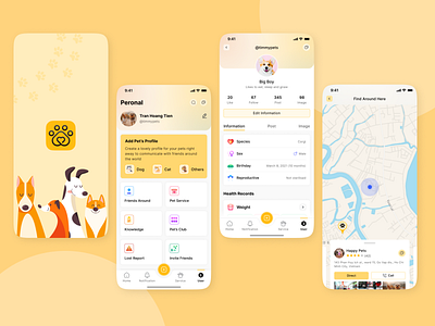 Pet Care App @BestPet animal animal care app cat design dog mobile pet ui ux