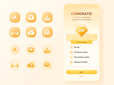 VIP Landing & Icon design illustration landing onboarding ui vip