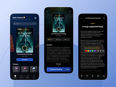 Ebook Mobile App Dark Mode app book book shop book store design ebook ebook mobile app novel app reading app search book ui
