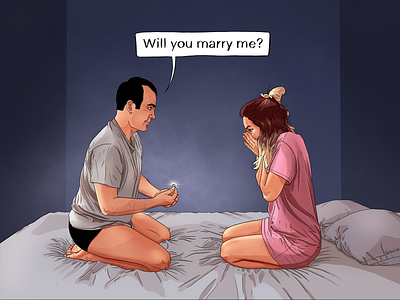 The Time We Got Engaged character comic couple couplegoals engagement illustration ipadpro procreateapp ring