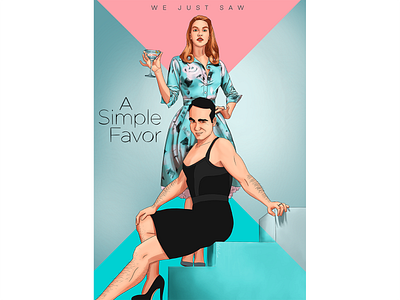 A Simple Favor comic couple dresses fanart illustration ipadpro martini movie movie poster poster procreateapp
