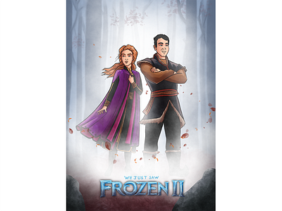 Frozen II animation anna cold comic couple fanart forest frozen frozen 2 illustration ipadpro kristoff movie poster procreate procreateapp snow