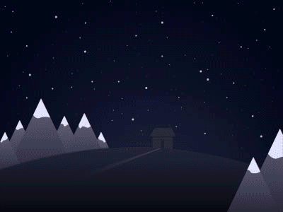 Hello Dribbble! animation debut gif landscape mountains scene vector