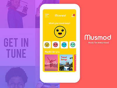 Muiscmood app bold branding logo minimal ui