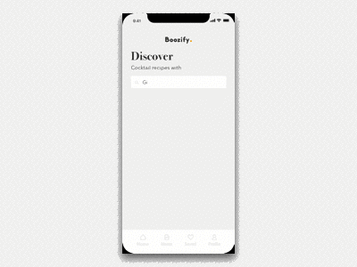 Boozify Navigation animation app mobile navigation ui ux