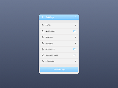 Daily UI challenge #007 — Settings daily daily challange gradient settings ui ux