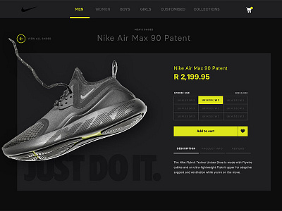 Product page cart desktop e commerce nike online product shoes shop