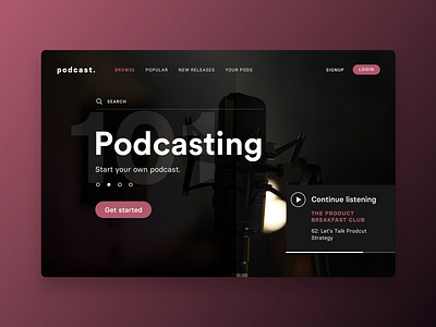 Podcasting audio dark mode design listen mobile podcast product product design ui ui ux uidesign ux design webside website design