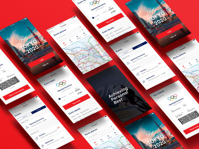 Tokyo 2020 Olympics app app design app screens bookings buy events login maps navigation olympics purchase screens signup tickets tokyo transport travel ui ux ui designs ui screens