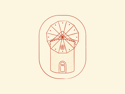 Lime Alaçatı windmill illustration