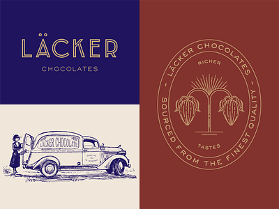 Lacker Chocolates Branding brand identity branding cacao chocolate chocolate branding chocolate company logo chocolate logo graphic design illustration lacker chocolates logo logo design logomark logotype london branding typography vintage illustration