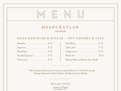 Menu Design coffee drink food istanbul layout menu menu design minimal tea type typography
