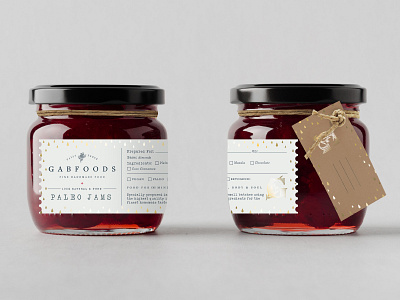 Gabfoods Jam Packaging foil food graphic design jam jar label layout organic packaging