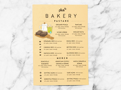 Plus Kitchen Bakery Menu bakery food food menu healthy istanbul layout menu plus kitchen typography
