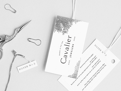 Cavalier Jewelers Label Design brand identity branding graphic design identity jewelery label label and box design logo logotype print silver typography