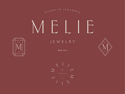 Melie Jewelry Logos badge branding emblem identity istanbul jewelry logo logo logotype minimal monogram submark typography