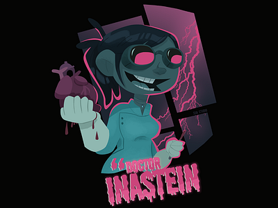 The Mad Scientist character design design horror illustration lightning pink