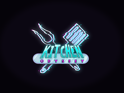 KO Logo design food game hologram kitchen logo mobile sci fi space