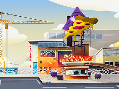 The Pizza Place animation art colour concept art environment environment design exterior illustration urban visual design