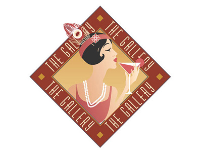 The Gallery cocktail flapper illustrator logo speakeasy vector