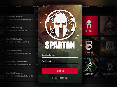 Redesign SPARTAN RACE App app fitness log in menu mobile running sign in spartan ui ux