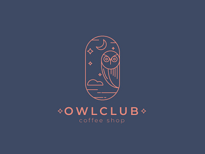 Owl club Coffee shop logo design