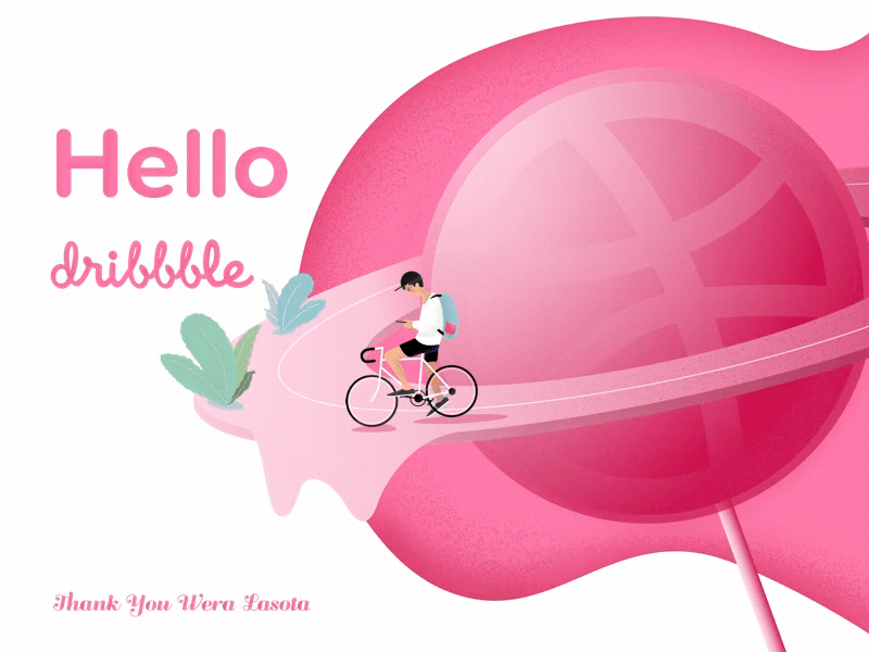Hello Dribbble animation bicycle debut first shot fixe hello dribbble illustration lollipop loly motion