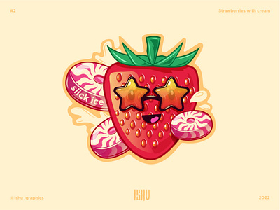 Strawberrie cream illustrator ishu sticker strawberrie vector