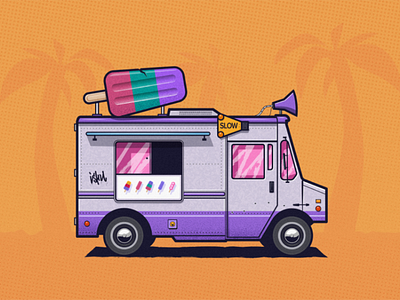 Ice-cream truck danger design ice cream illustration ishu texture vector