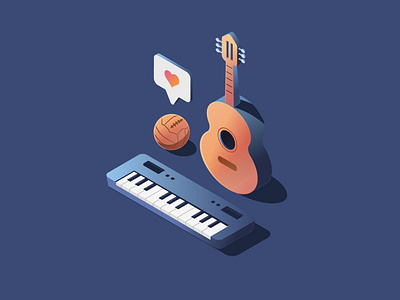 Сomposition_1 ball design football gradient guitar illustration illustrator ishu isometric lights like vector