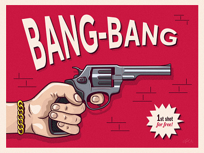 Bang-Bang arm danger gun gunner illustration illustrator ishu red shot vector wall