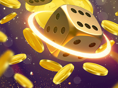 Holy Dice casino coins design dice gold holy illustration particles